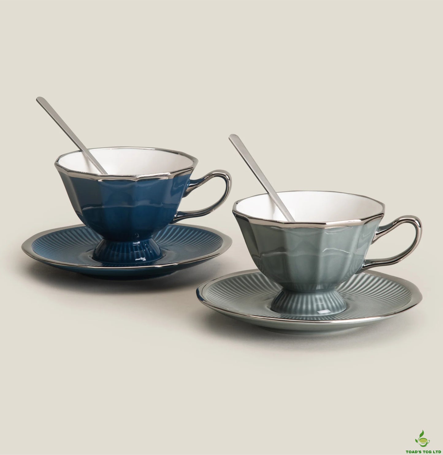 Moura ceramic cup and saucer set of two