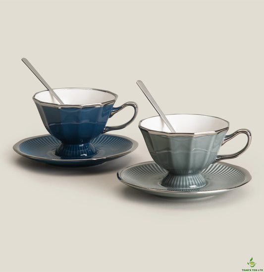 Moura ceramic cup and saucer set of two