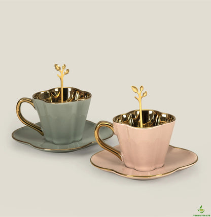 Hemsby ceramic cup and saucer set of two