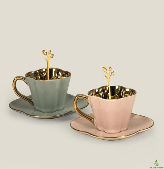 Hemsby ceramic cup and saucer set of two