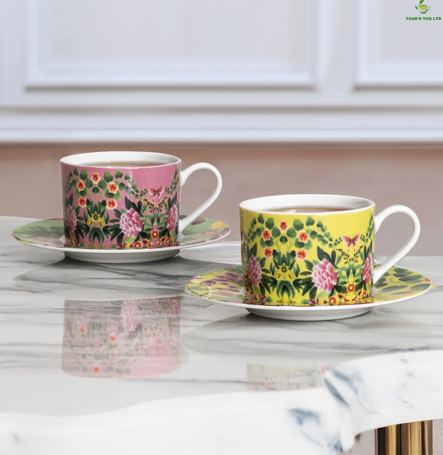 Pashley porcelain cup and saucer set of two