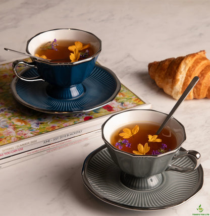 Moura ceramic cup and saucer set of two